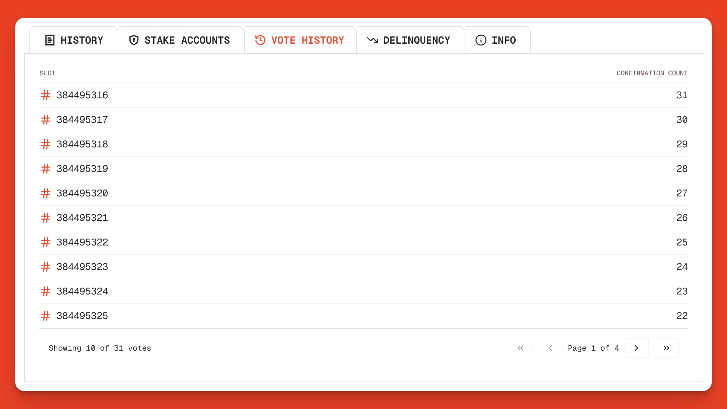 Solana Validator Vote History Explorer Orb Jp