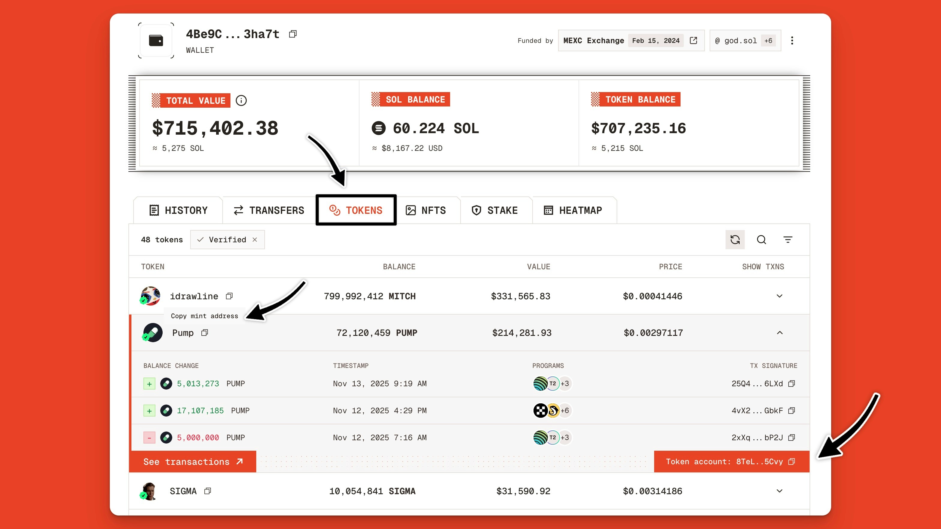 Find Solana Token Mint Address And Associated Token Account On The Orb Explorer Jp