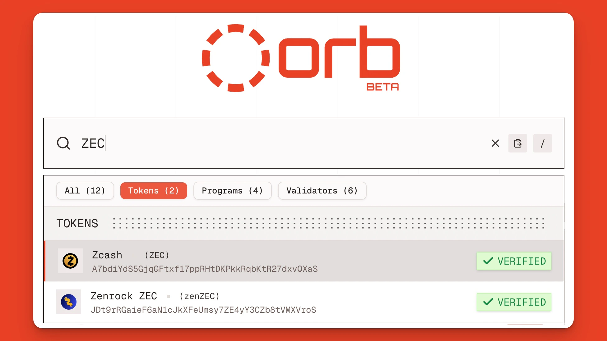 Find Zec Token On Solana Using The Orb Explorer Jp