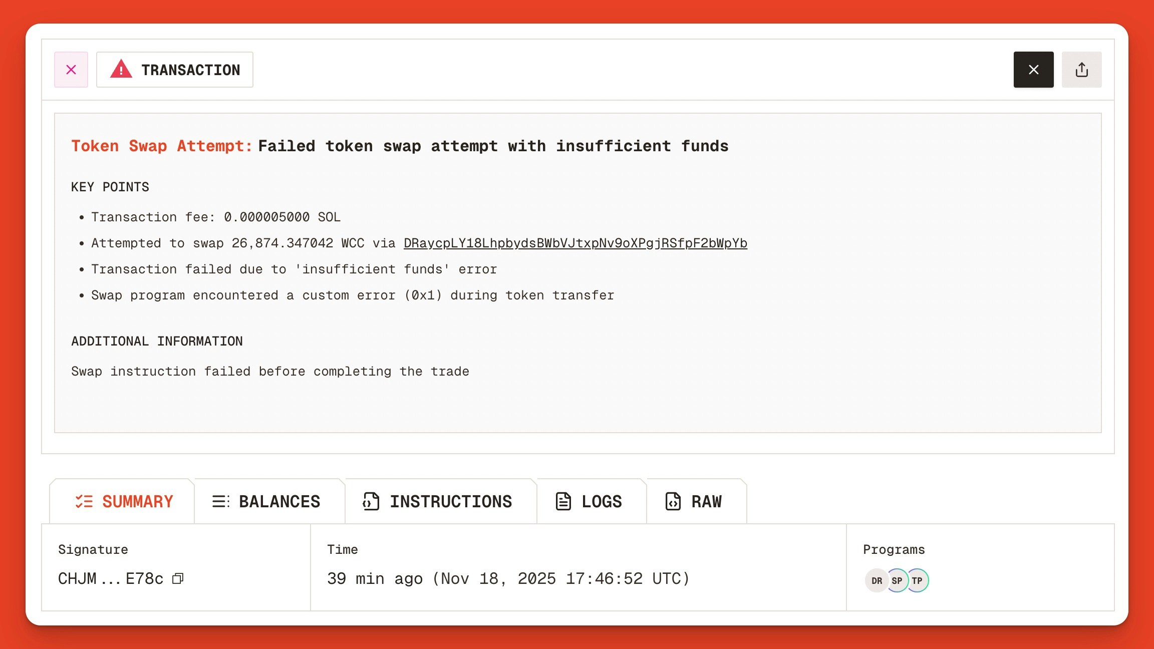 Ai Explanation Of A Failed Solana Devnet Transaction On The Orb Explorer Jp