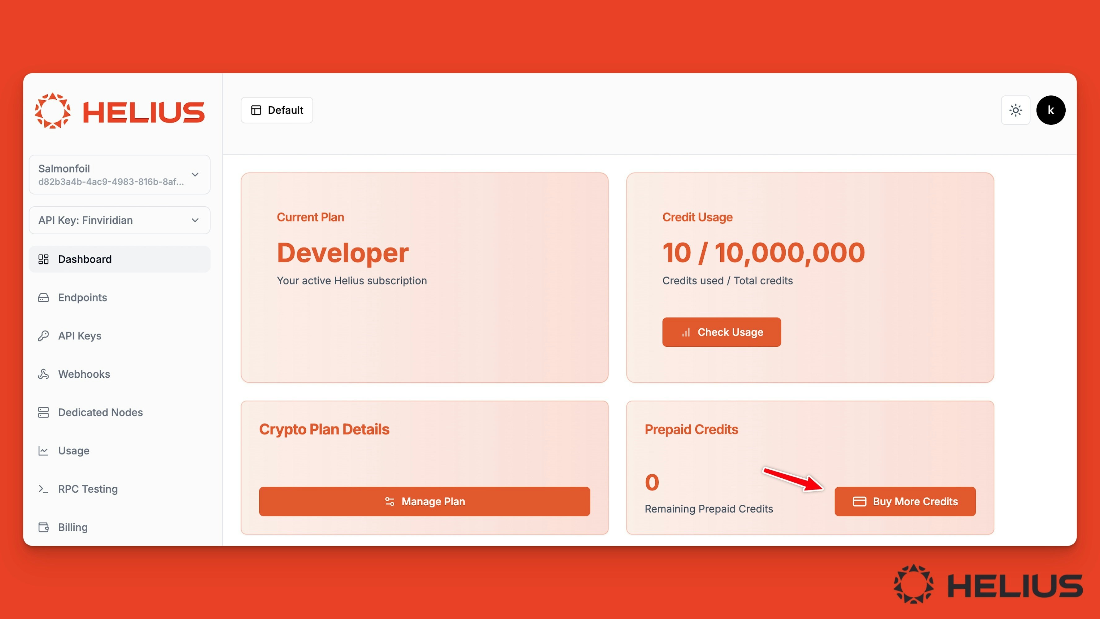 Prepaid Credits Button