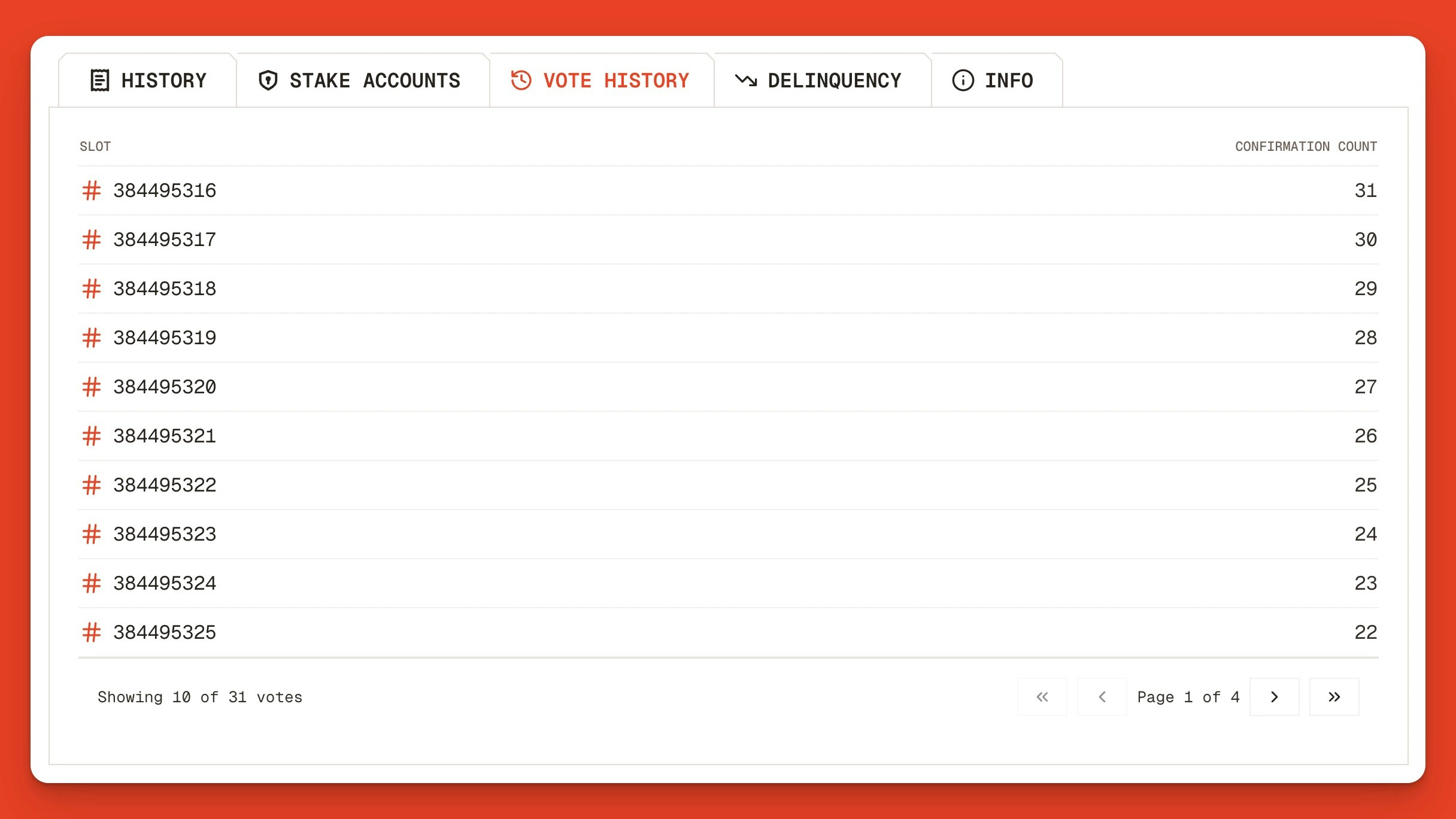 Solana Validator Vote History Explorer Orb Jp