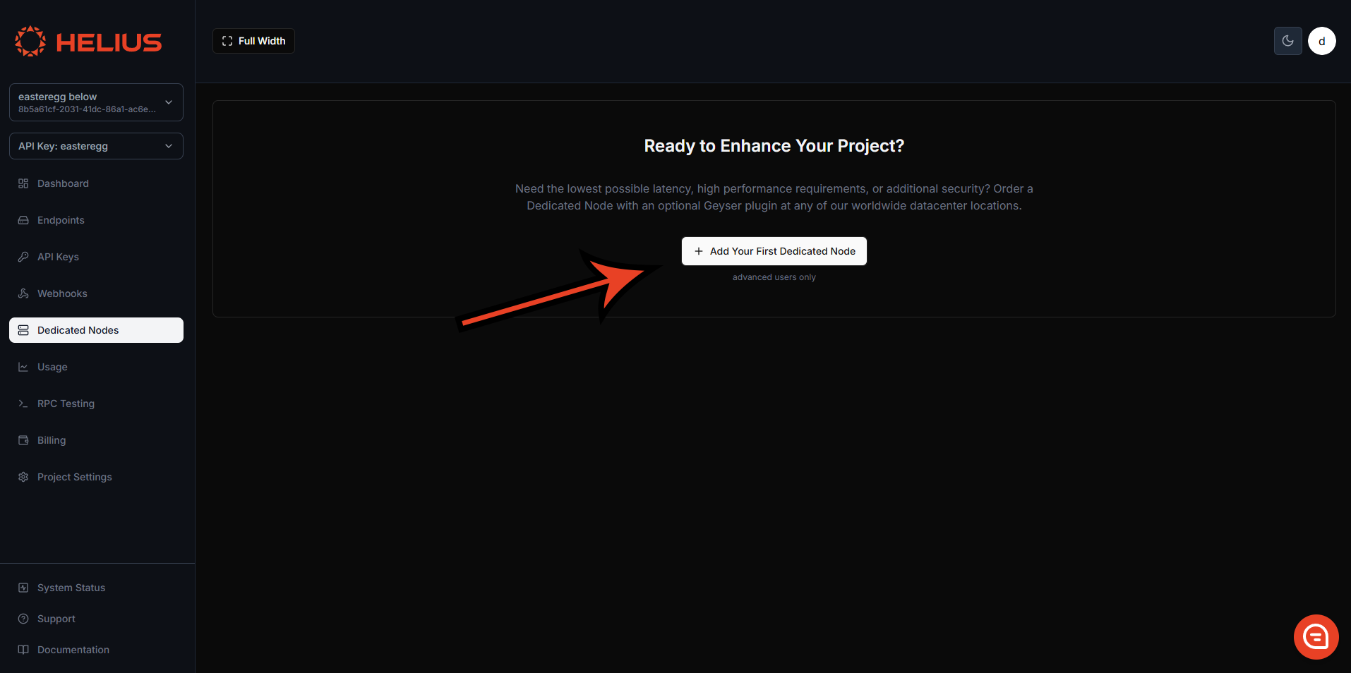 Order a dedicated node from your Helius dashboard