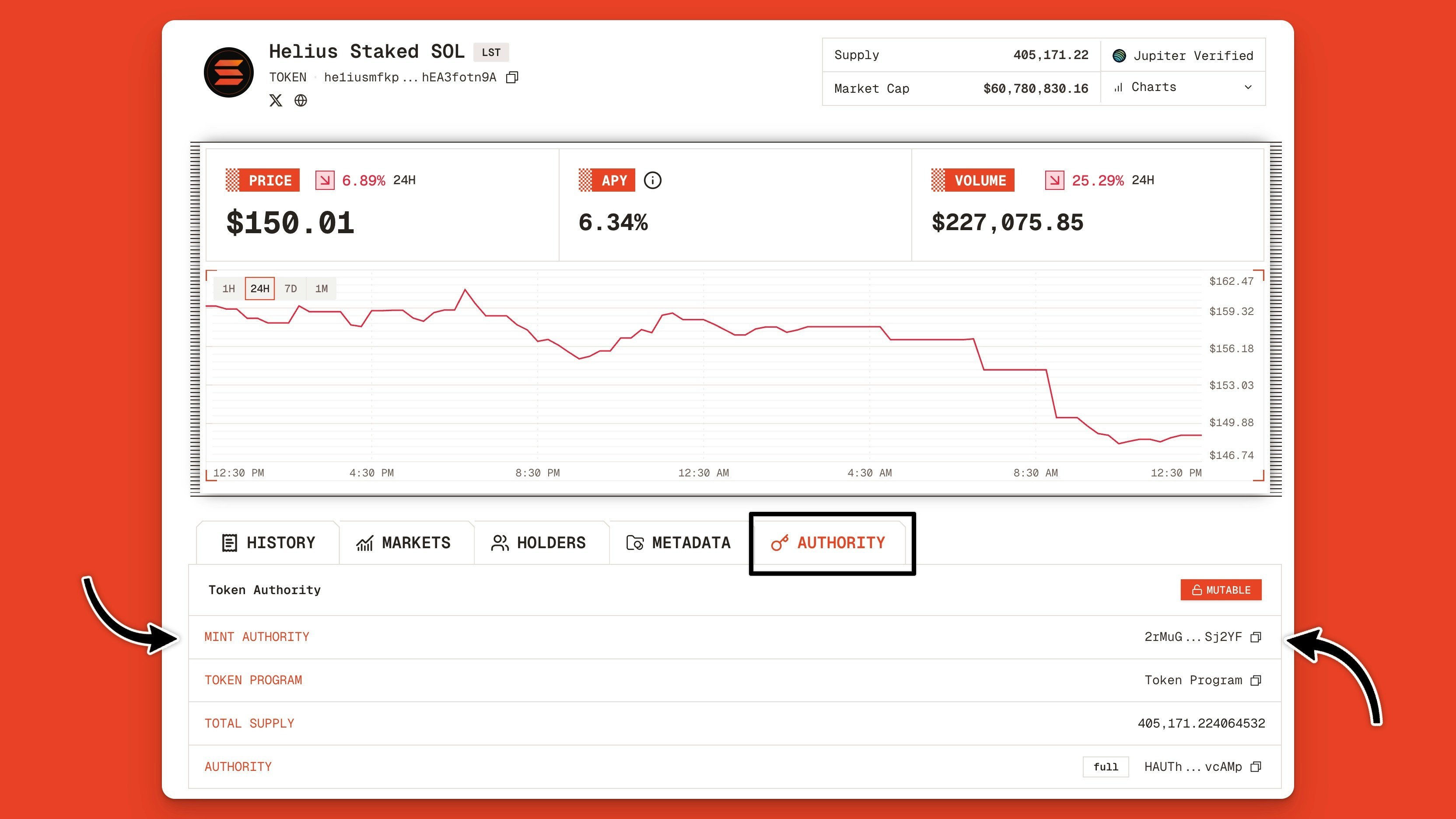 Solana Token Mint Authority Section On The Orb Explorer Jp