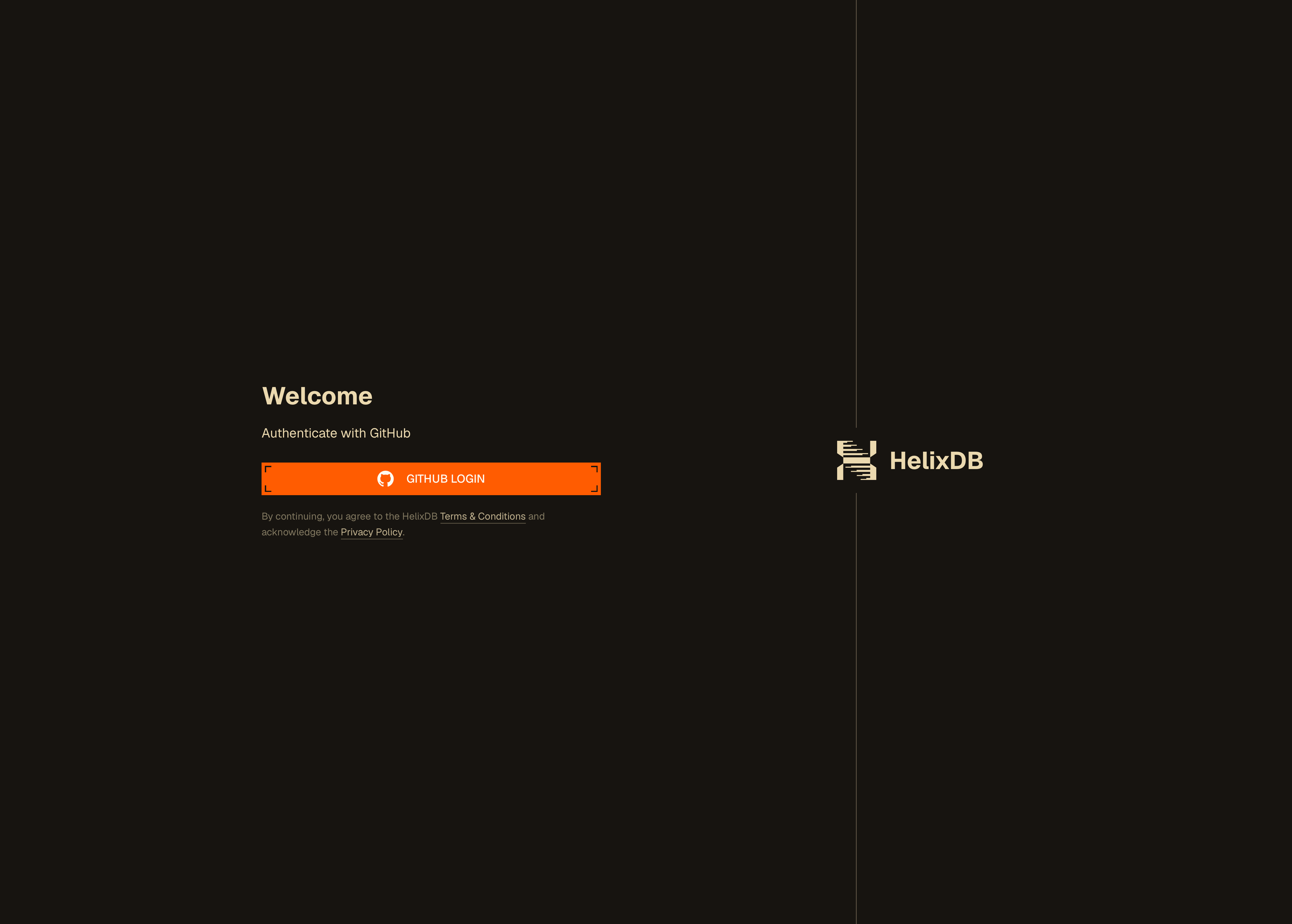 Helix Cloud login page with the GitHub Login button