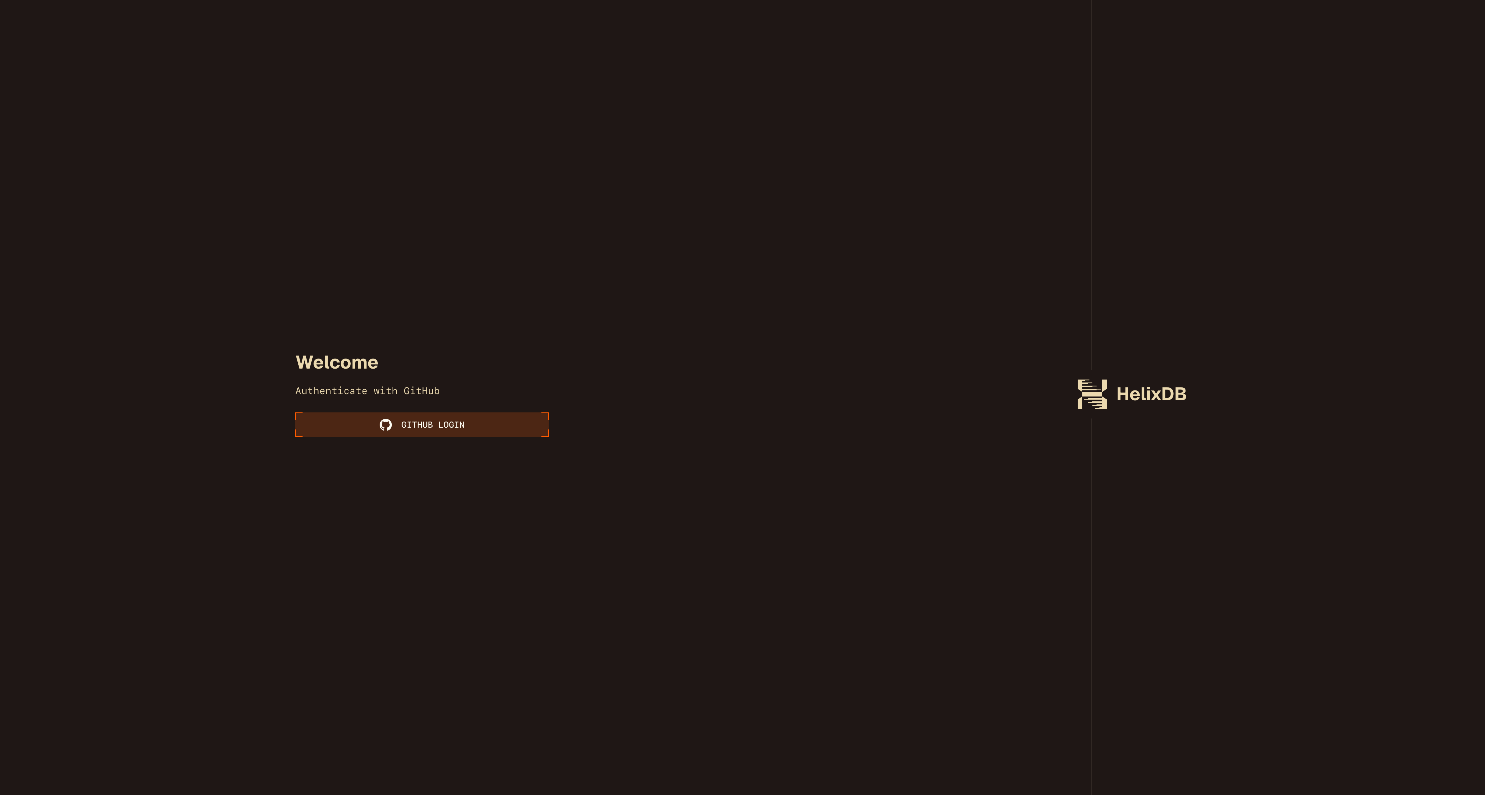 Helix Cloud login page with the GitHub Login button