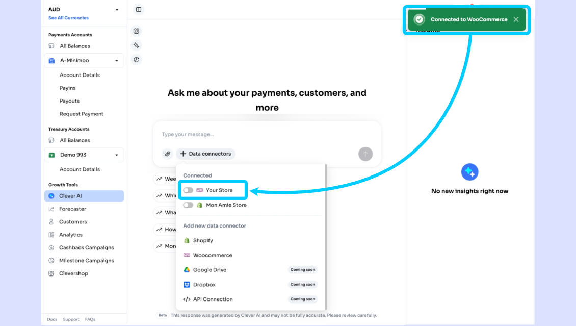 WooCommerce ストアが接続された通知