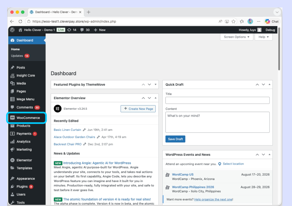 WooCommerce ストアの管理ダッシュボード