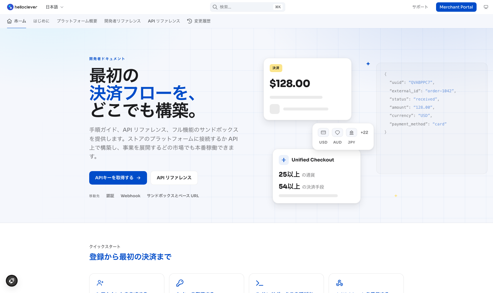 Hello Clever ドキュメントサイトの日本語版ホームページ