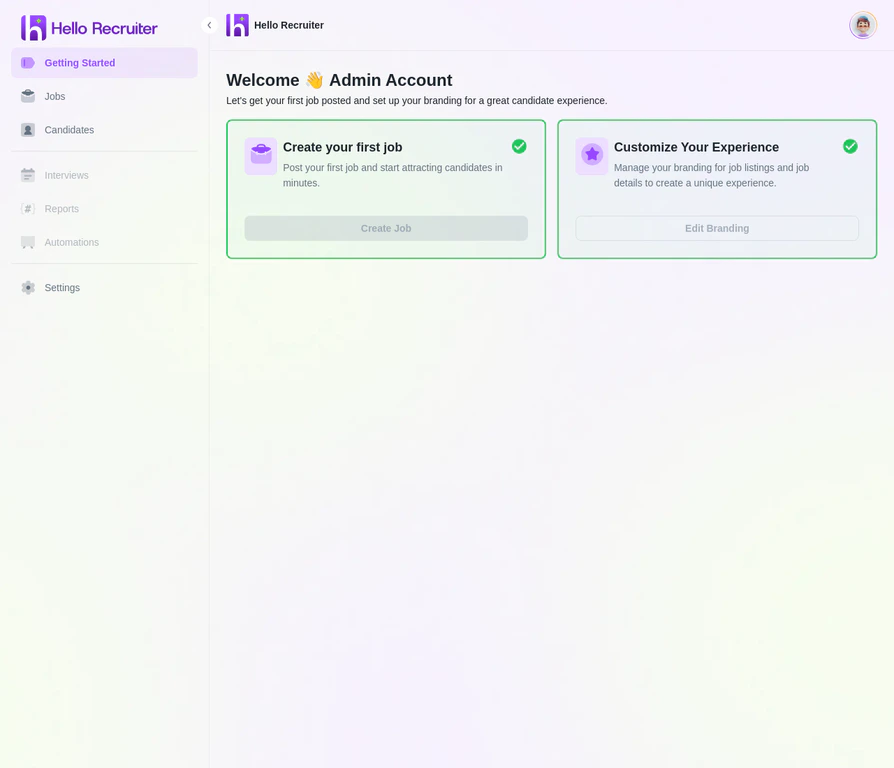 Hello Recruiter Dashboard