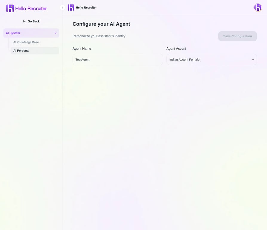 AI Persona settings