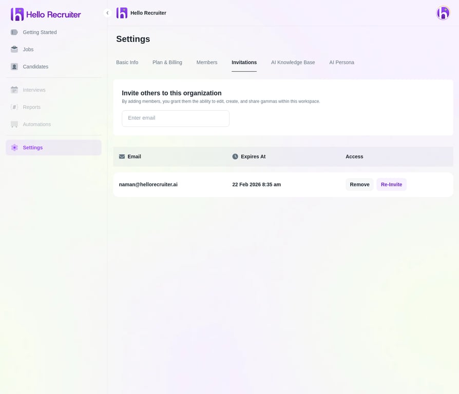 Pending Invitations