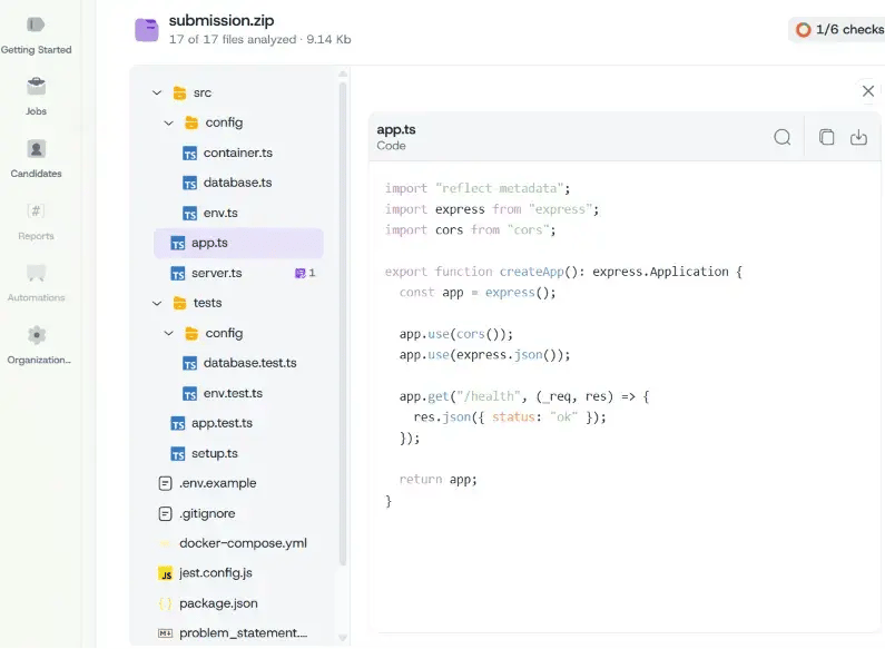 Assessment analysis view of submission files