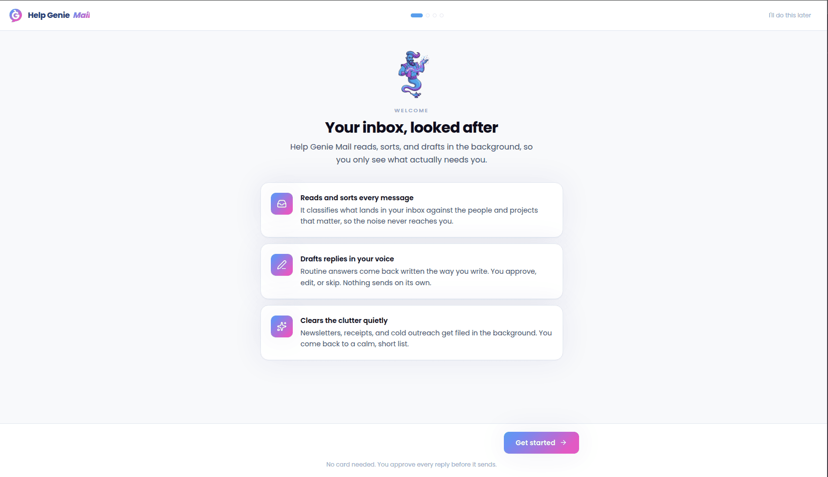Welcome / onboarding screen