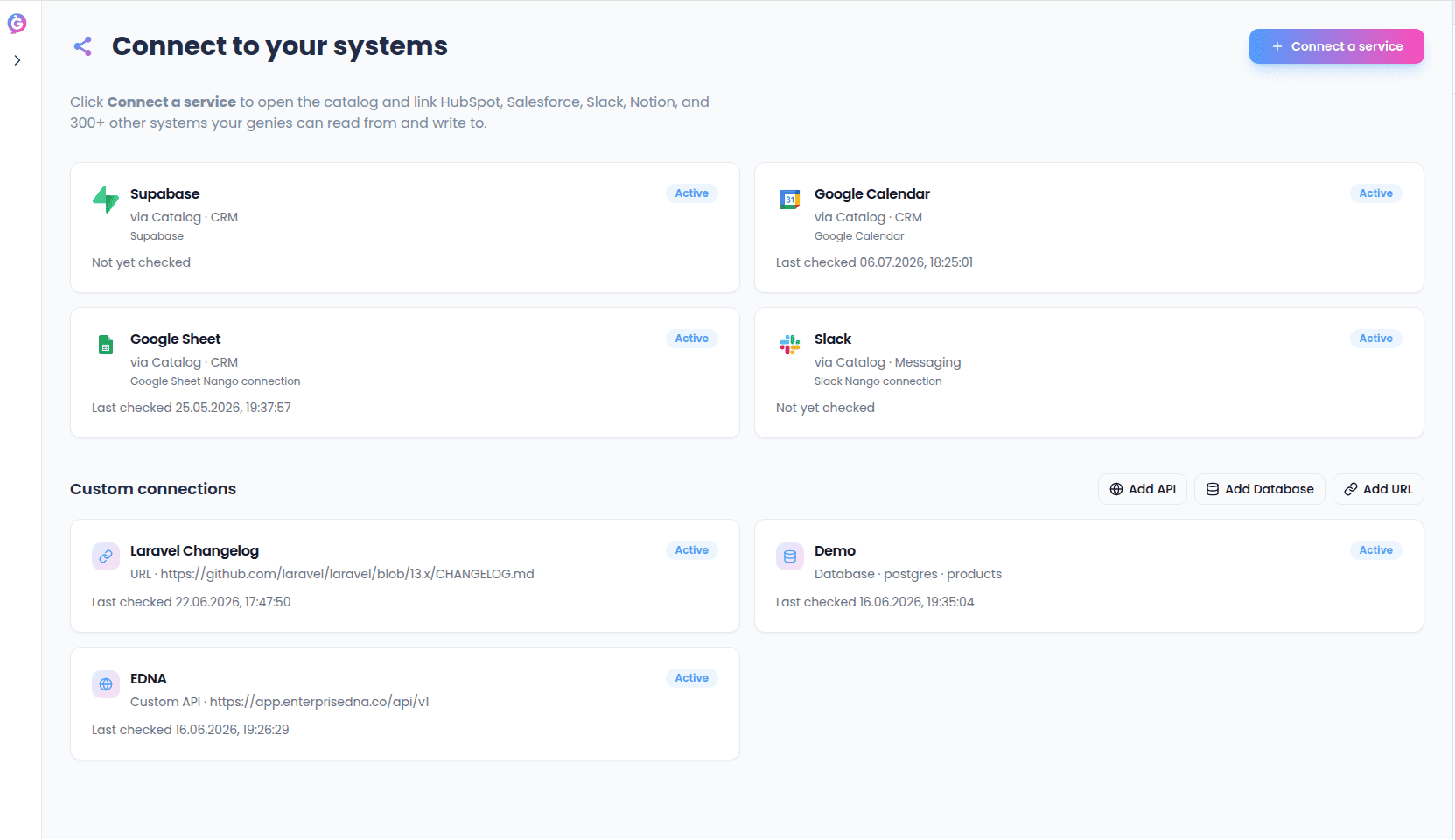 Custom connection form with endpoint and credential fields