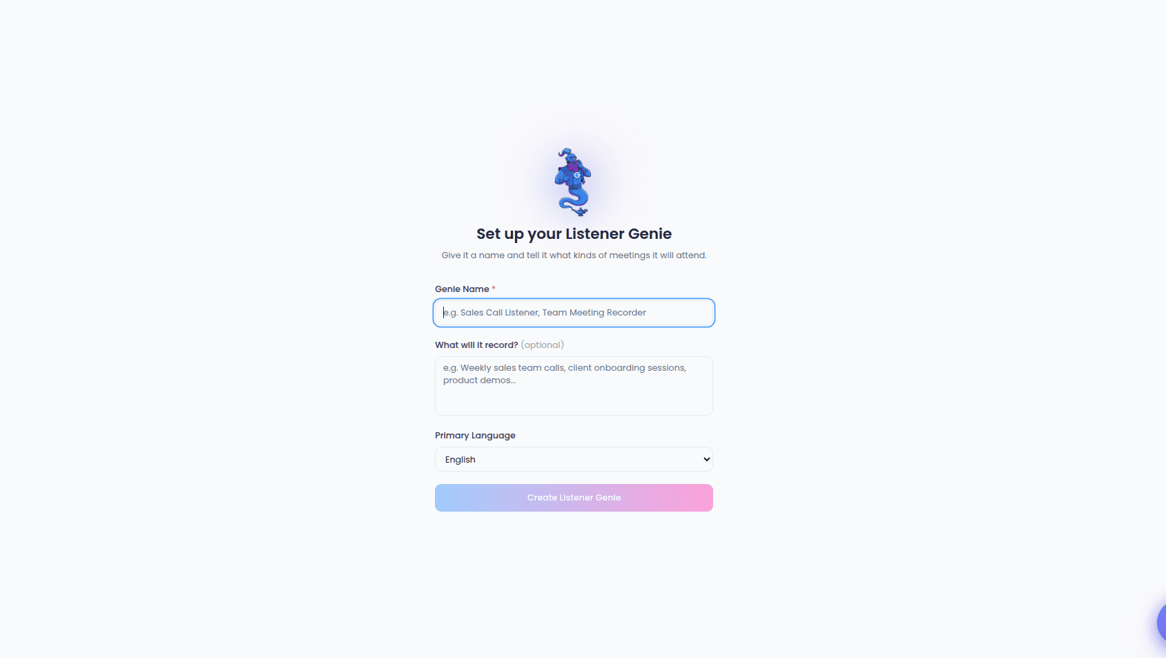 Listener Genie form