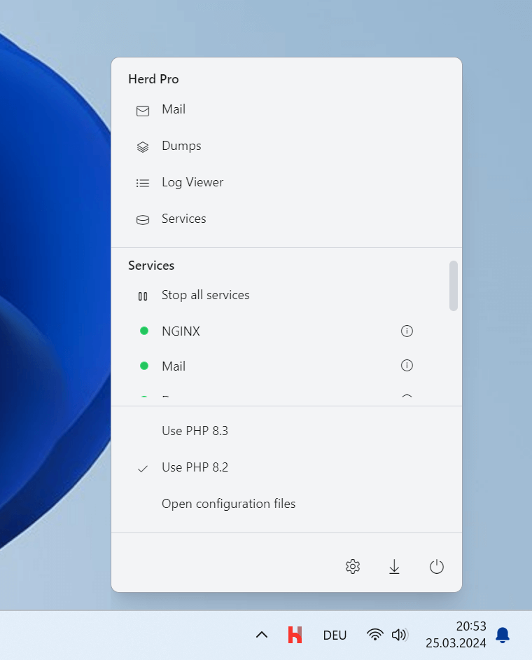 Herd menu bar application