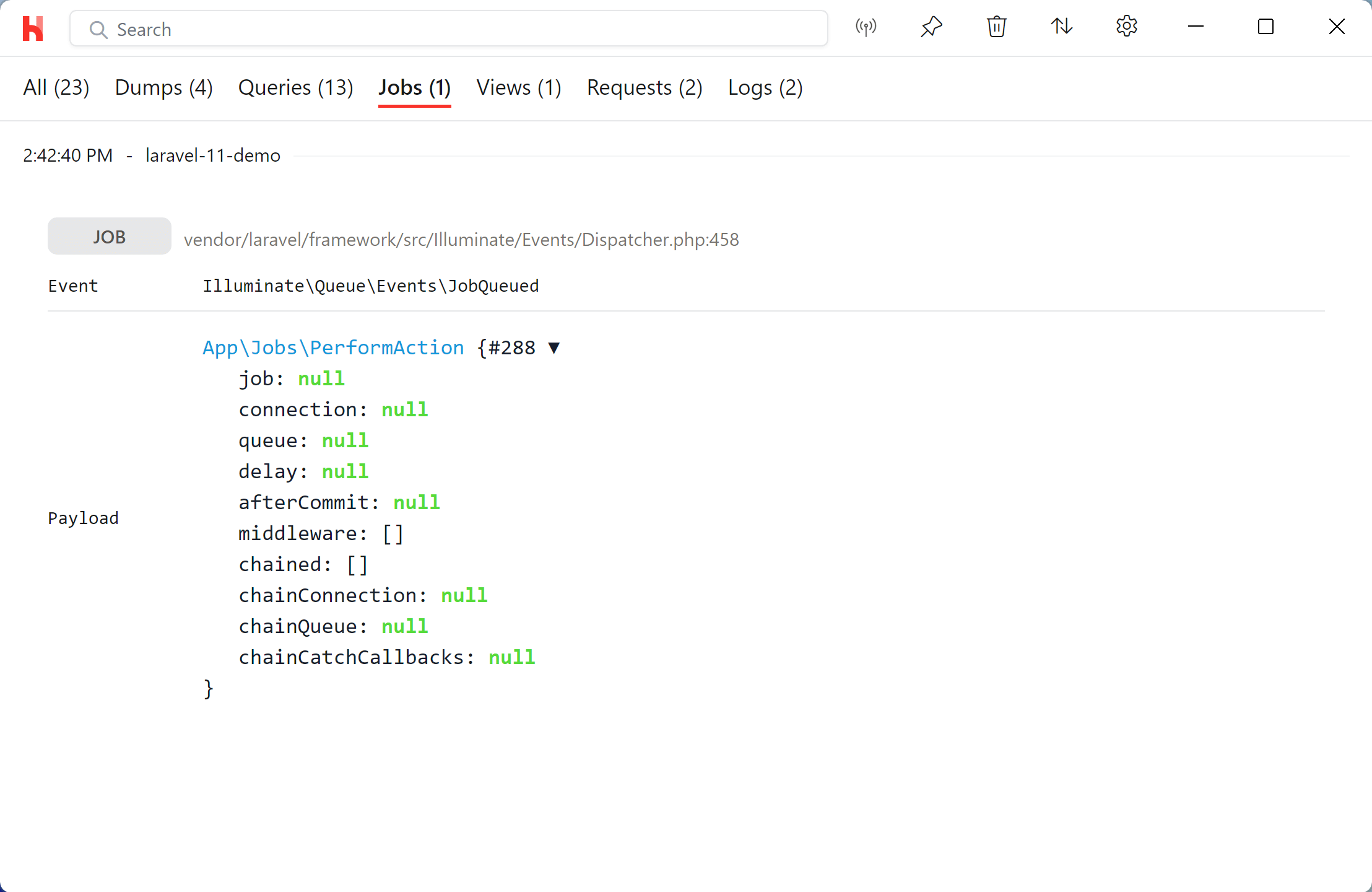 Dump Window with Jobs