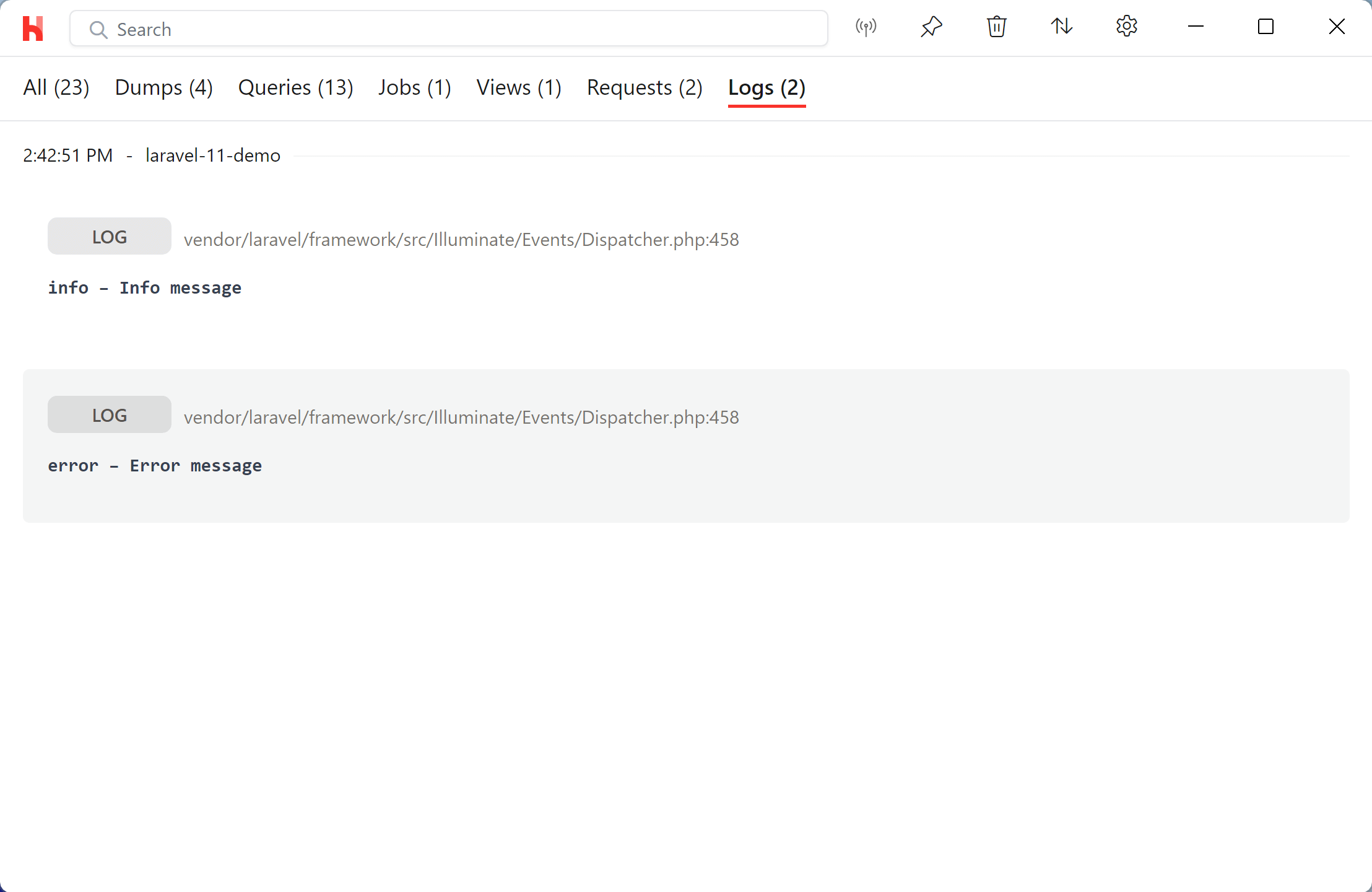 Dump Window with Logs
