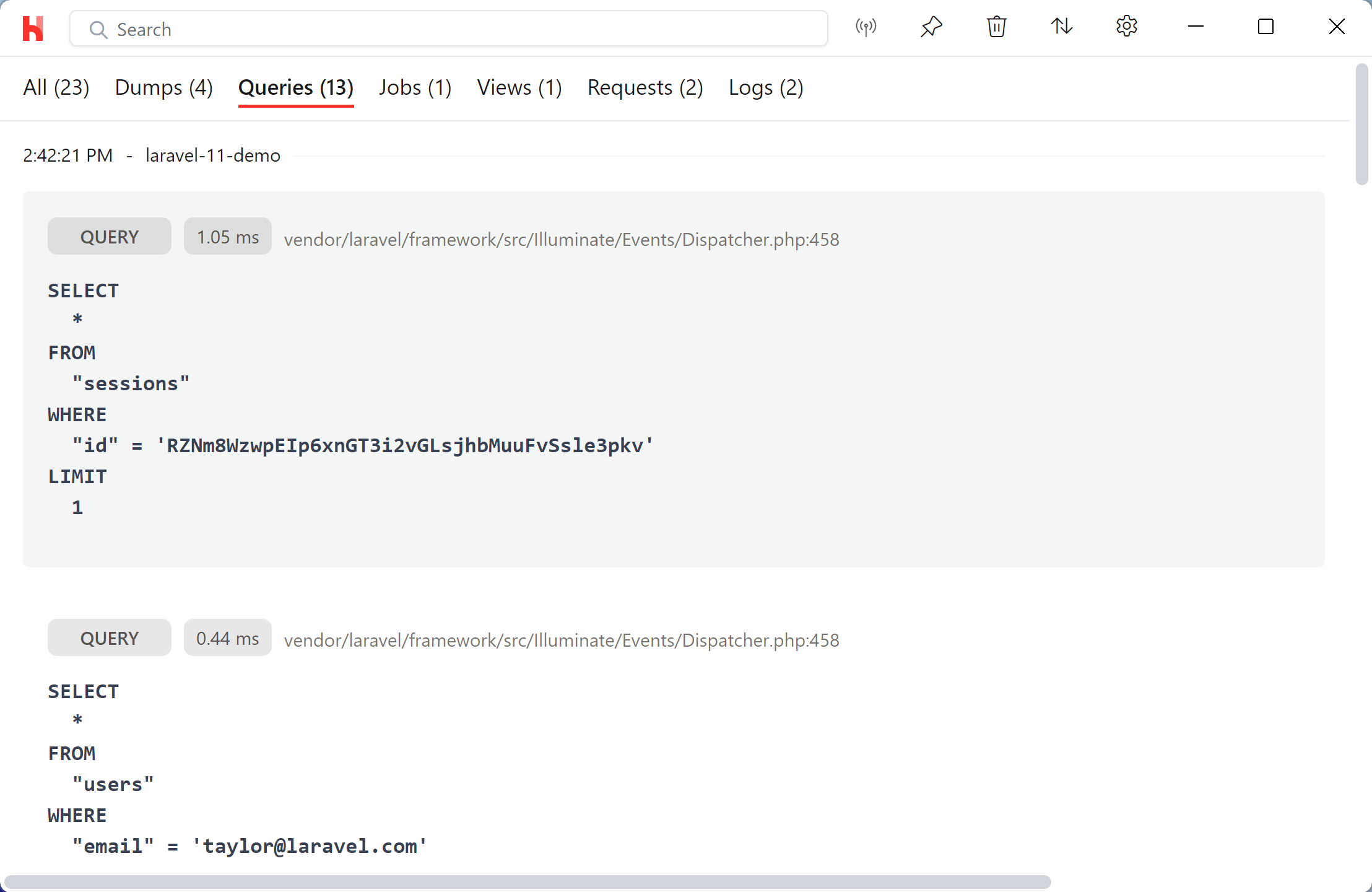 Dump Window with Queries