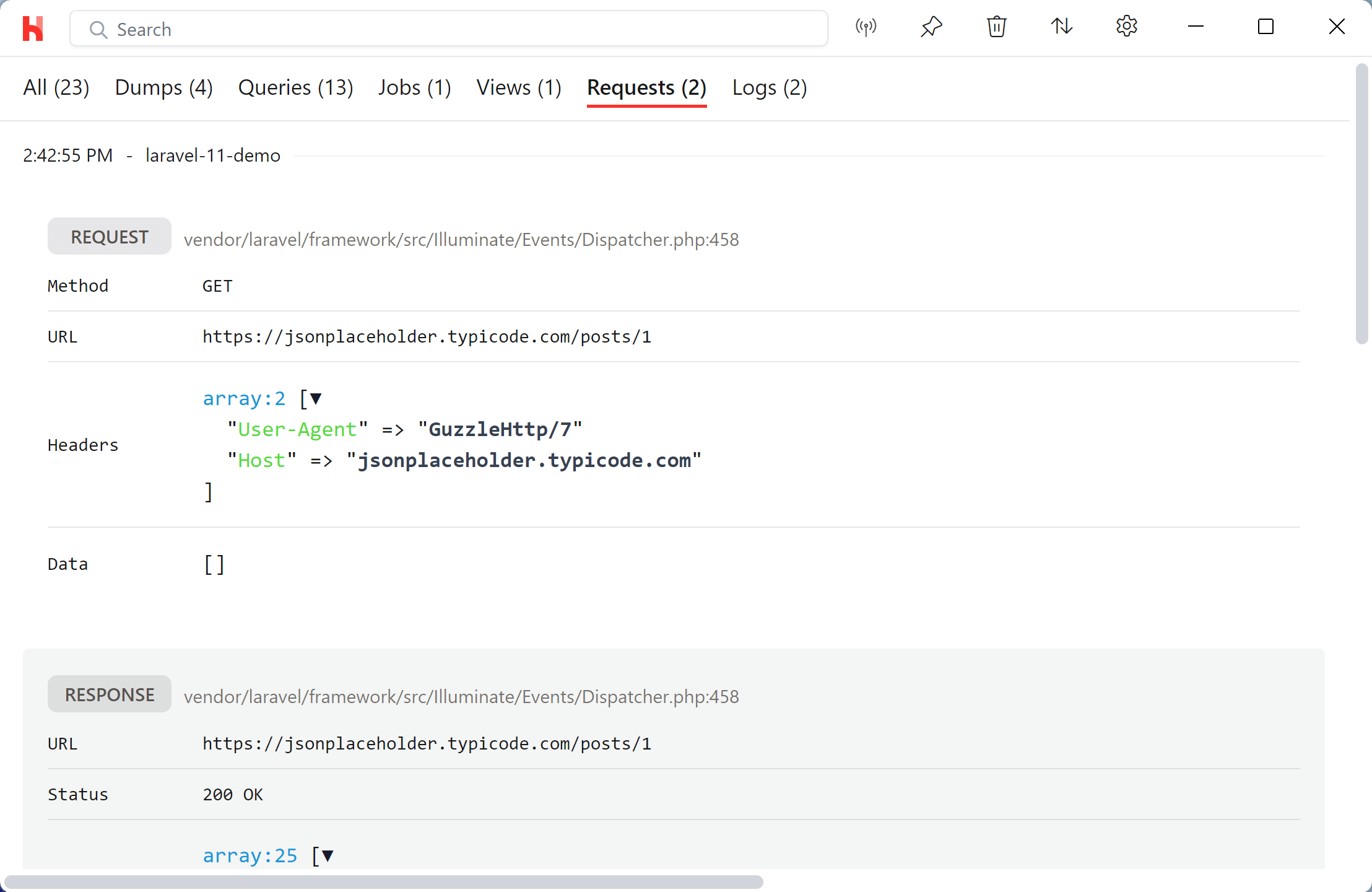 Dump Window with Http requests