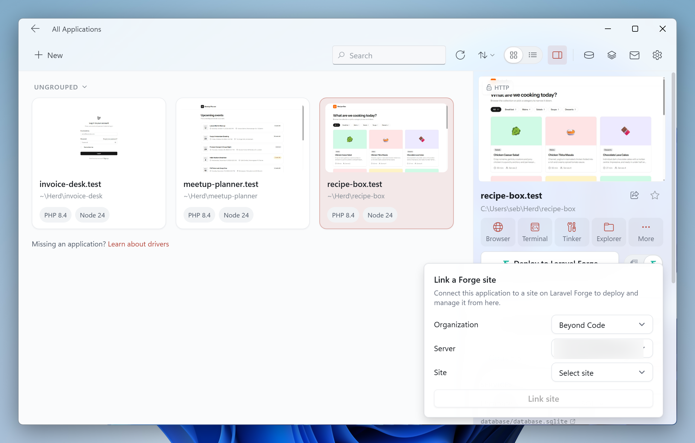 Linking a Forge site manually