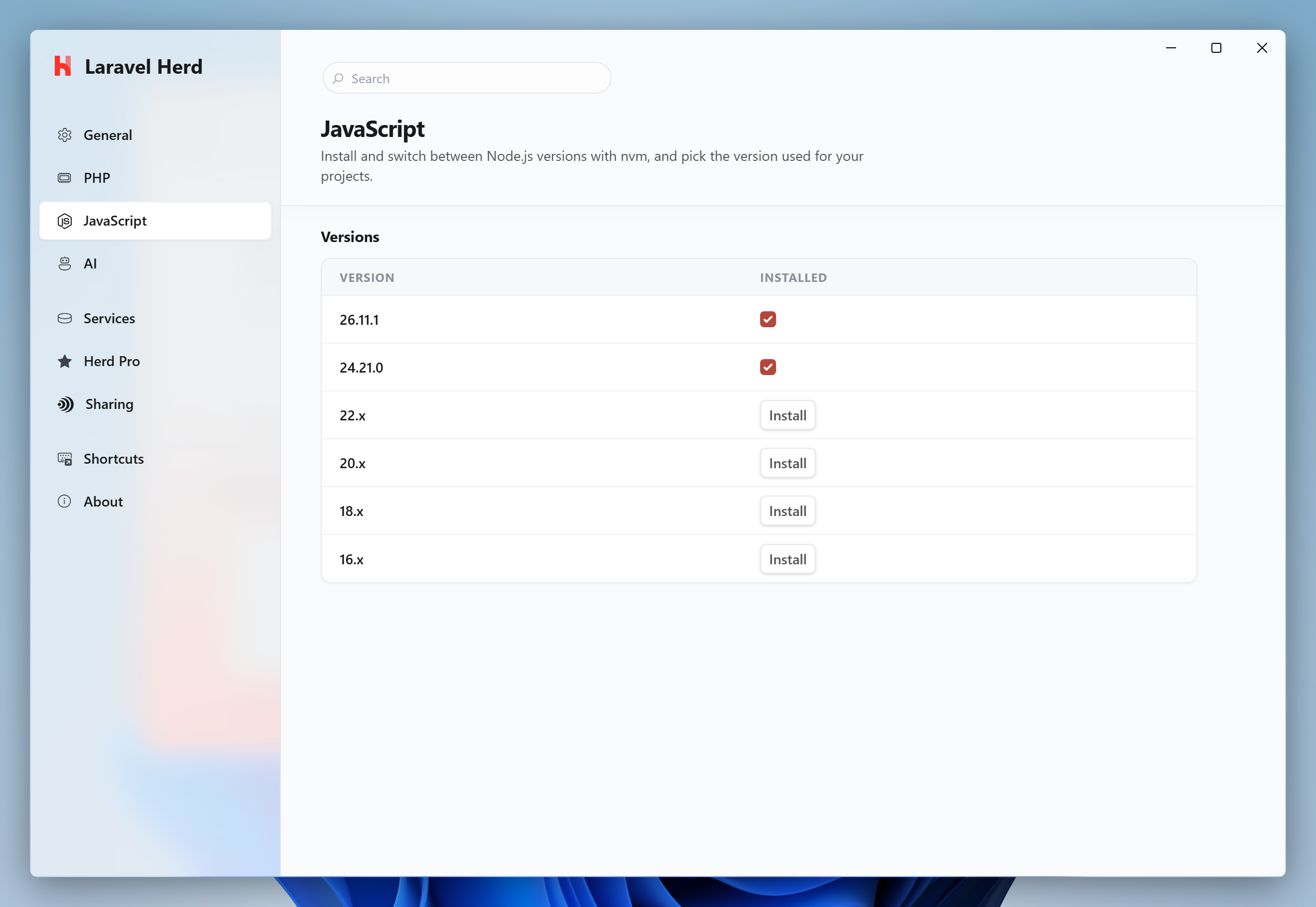 Herd Settings for NodeJS