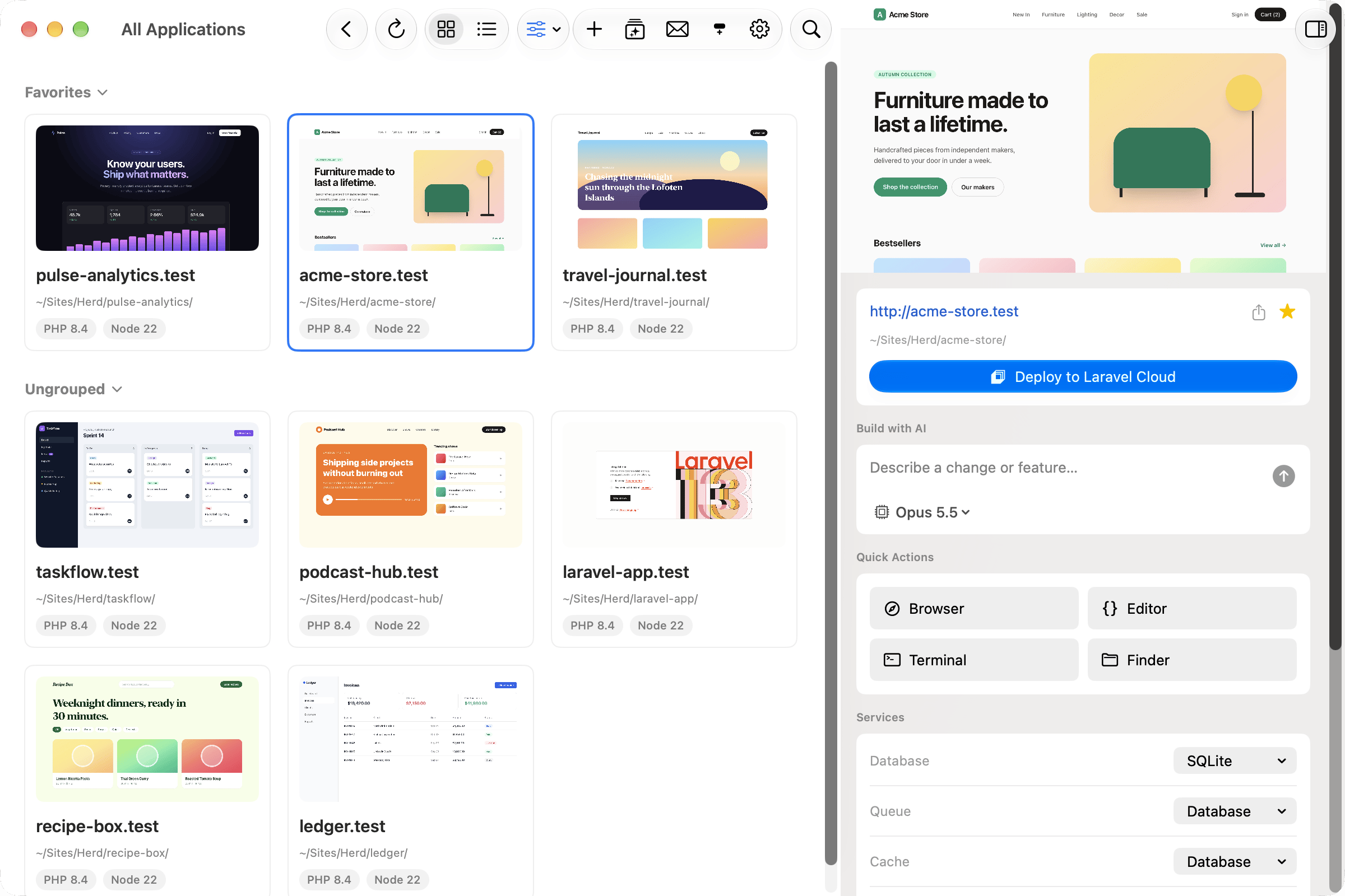 All applications in the grid view
