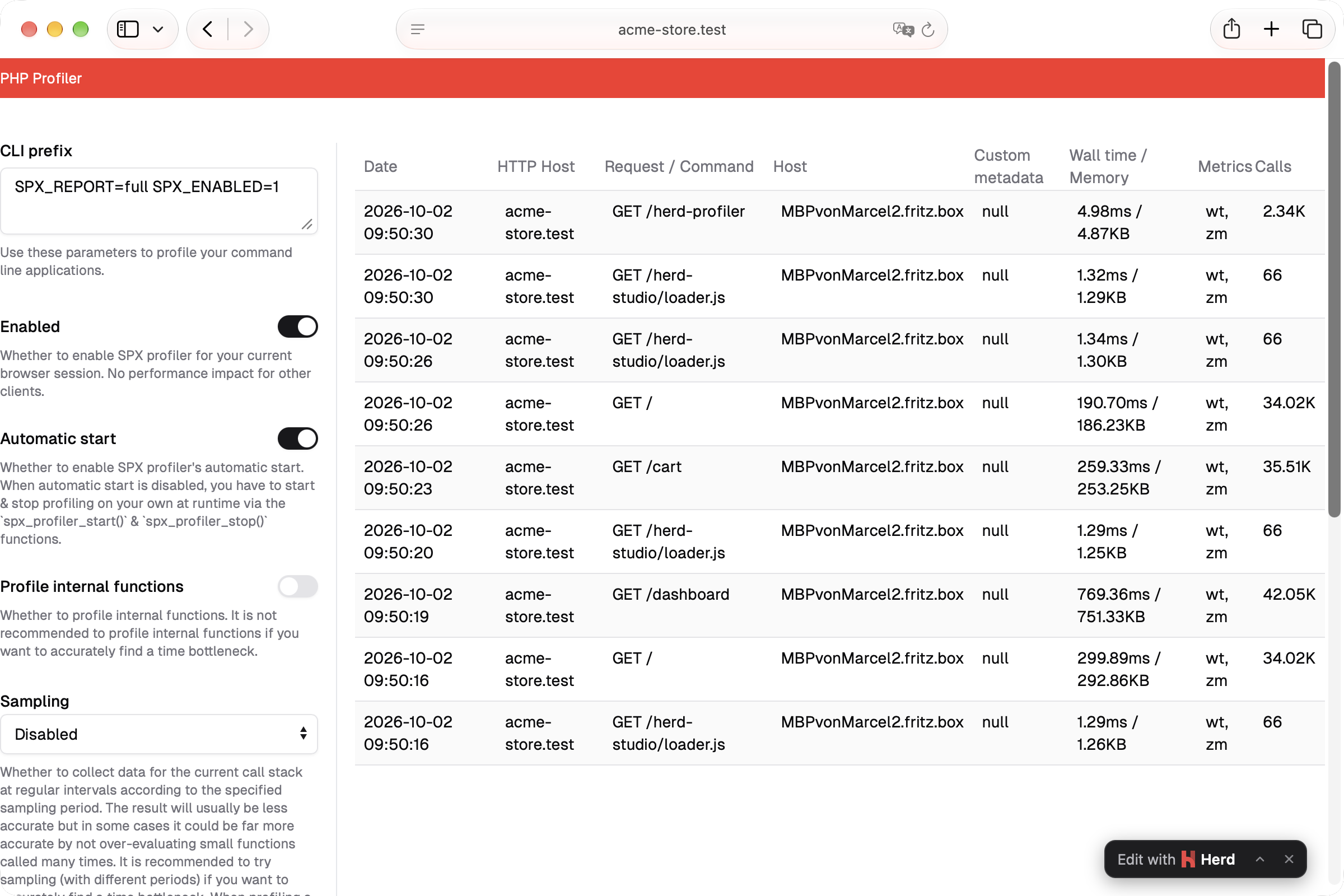 Profiler Dashboard