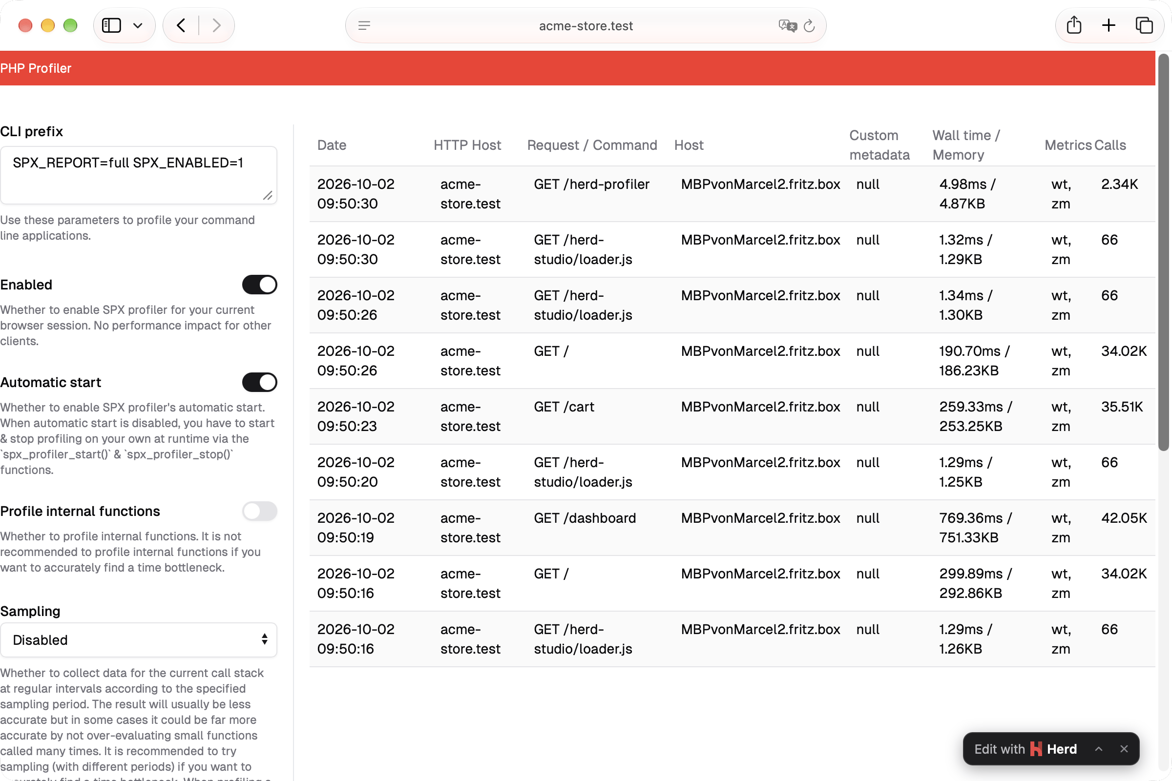 Profiler Dashboard