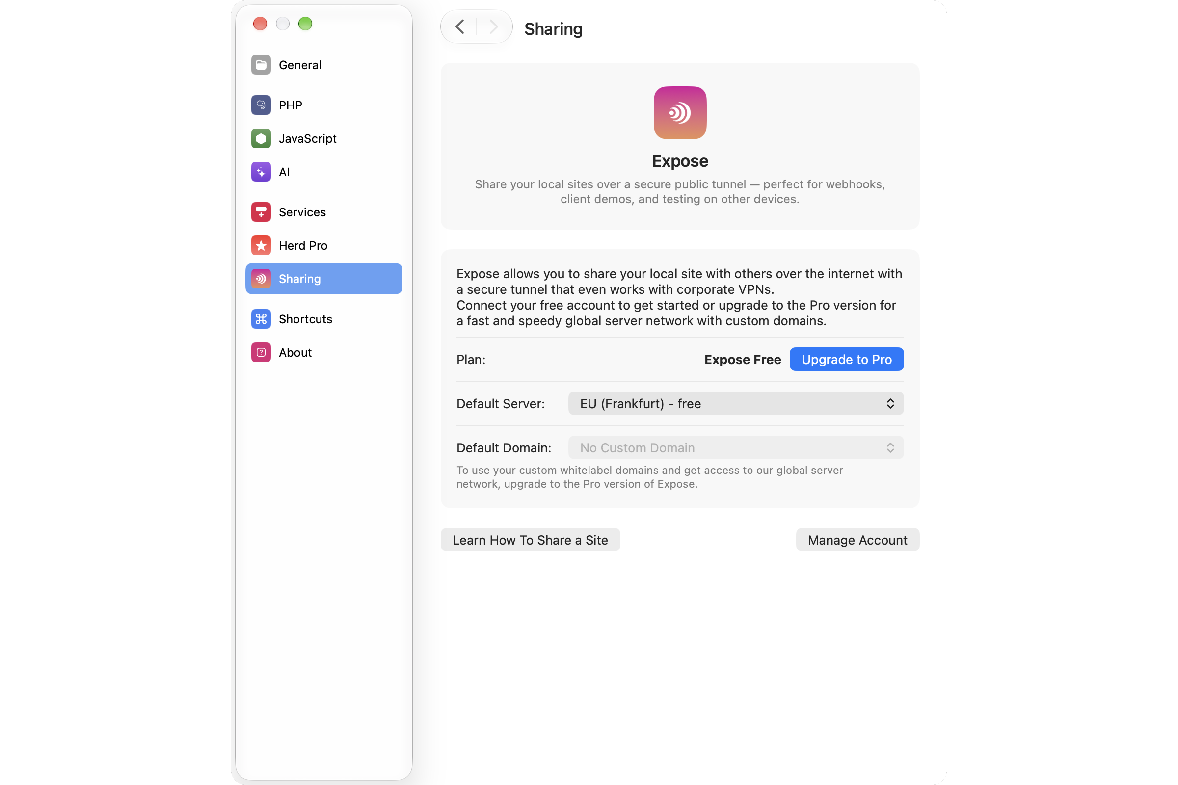 Expose Settings