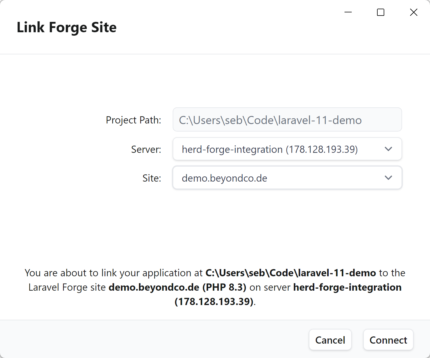 Forge Seetings to link a site