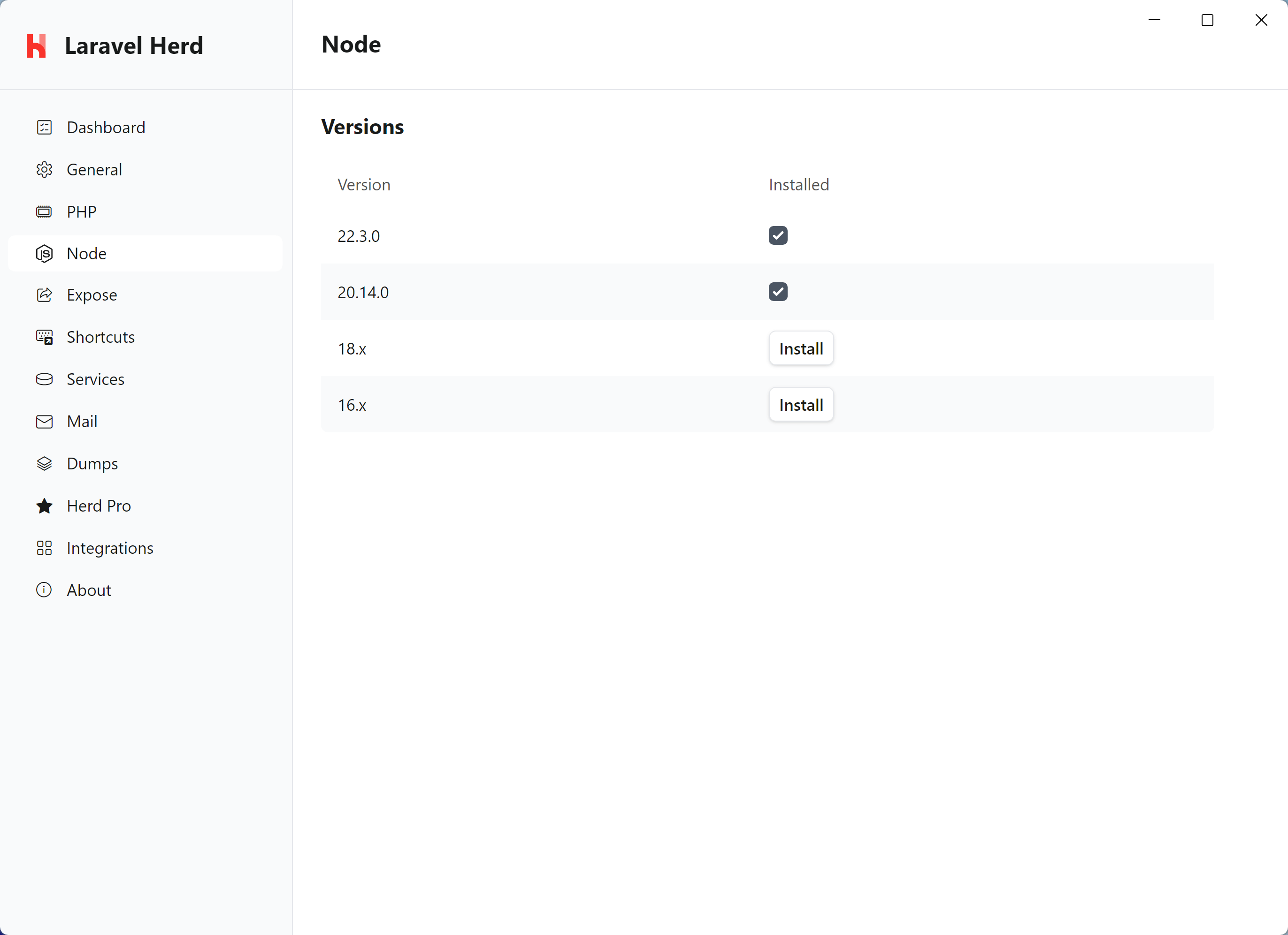 Herd Settings for NodeJS
