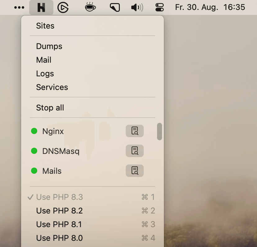 Manage PHP - Laravel Herd