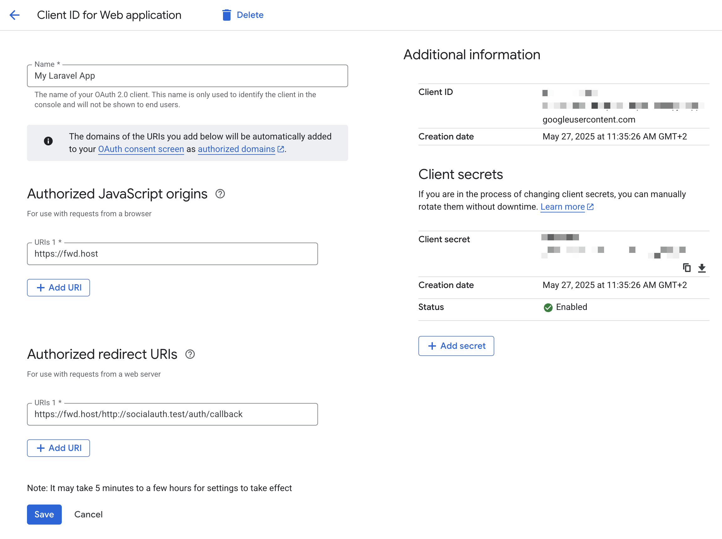Social Authentication Setup