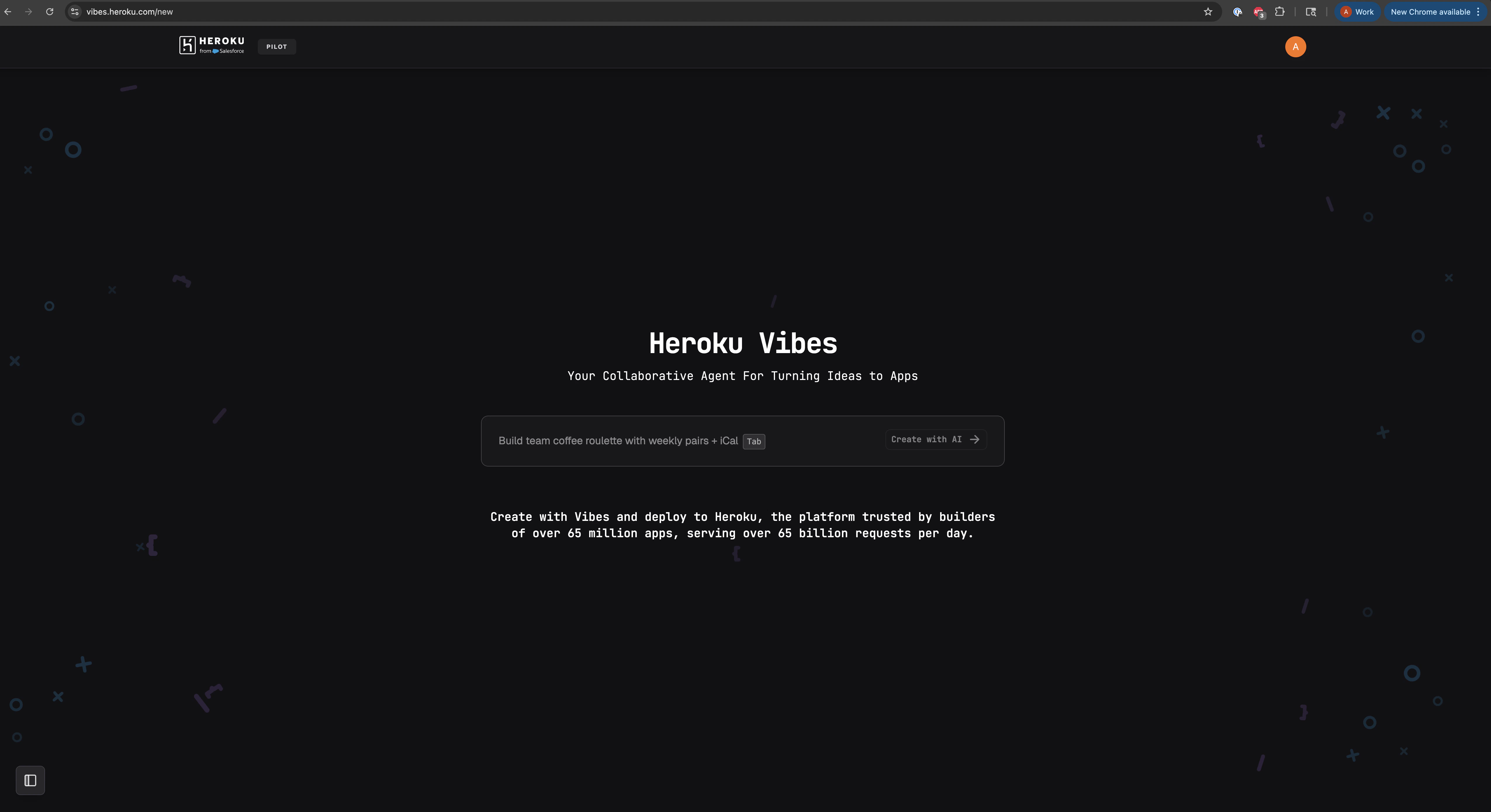 Heroku Vibes home screen