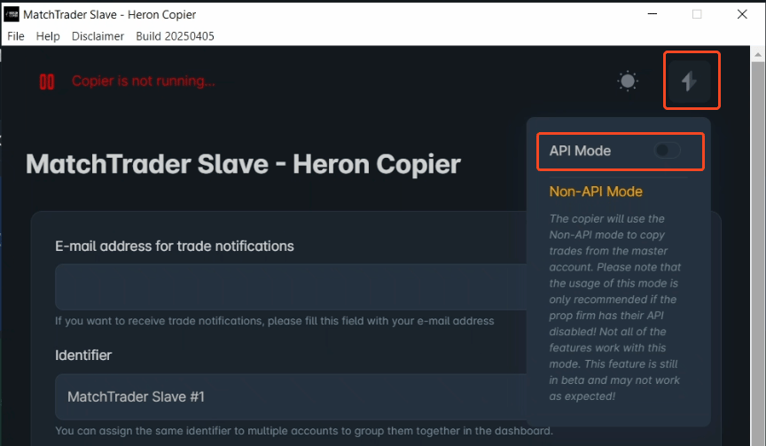 API Mode vs Non-API Mode - Heron Copier Documentation