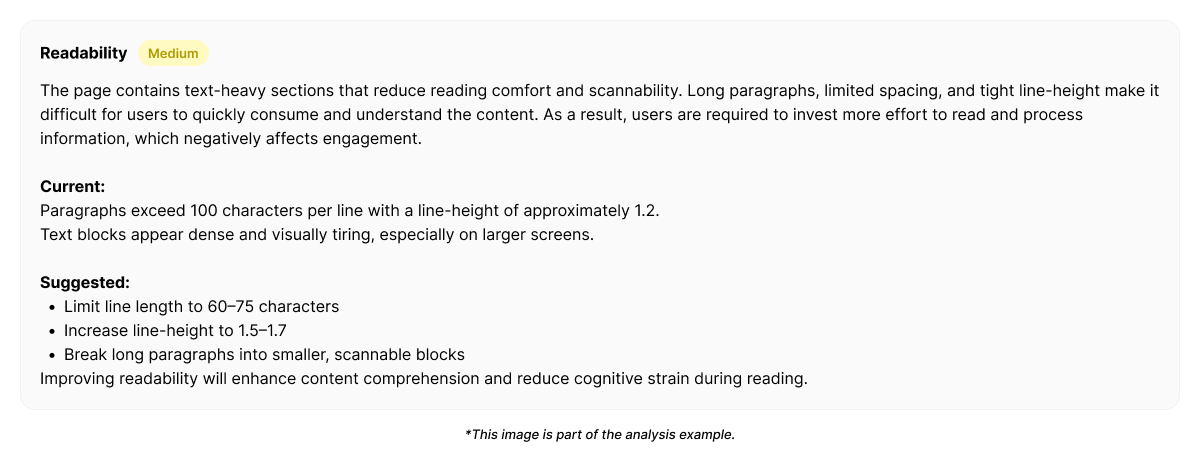 A measurable UX pattern where users struggle to process content due to density, structure, or typographic friction.