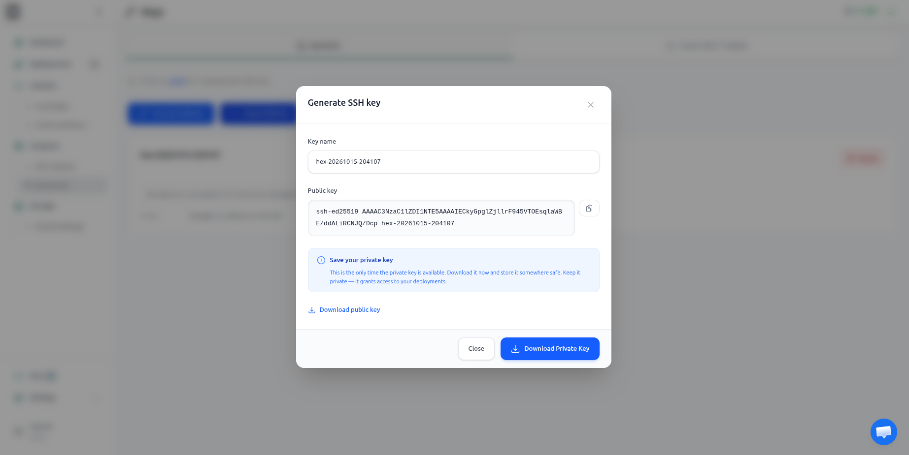 Generate SSH Key dialog