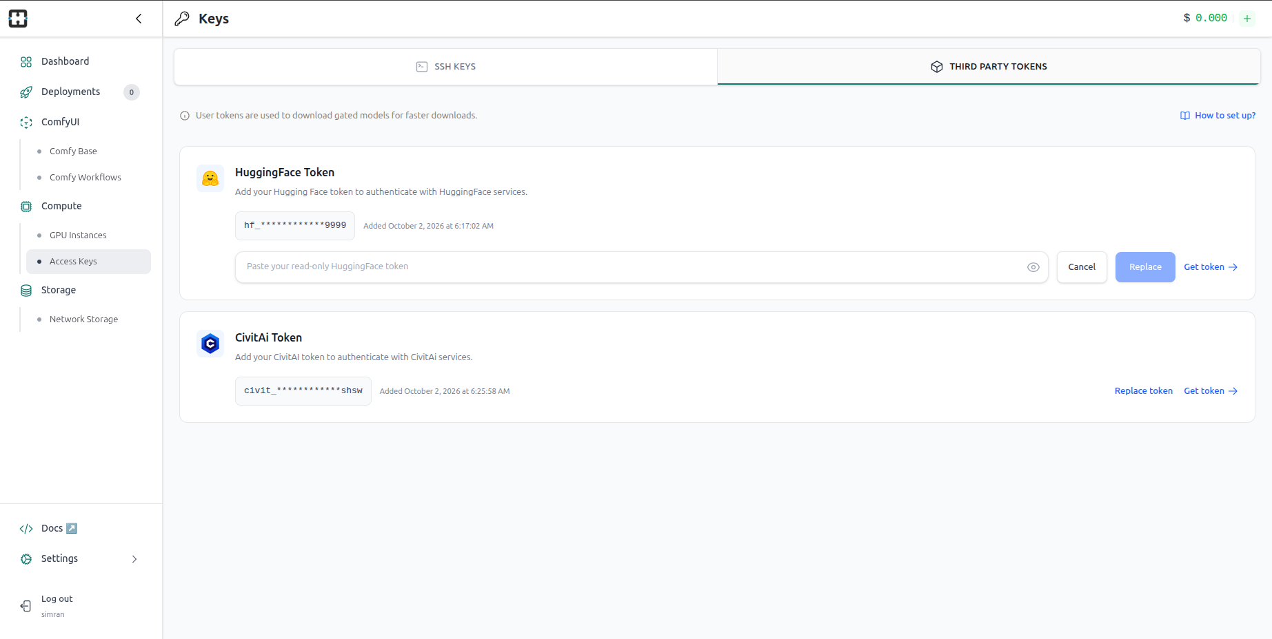 Replace token form