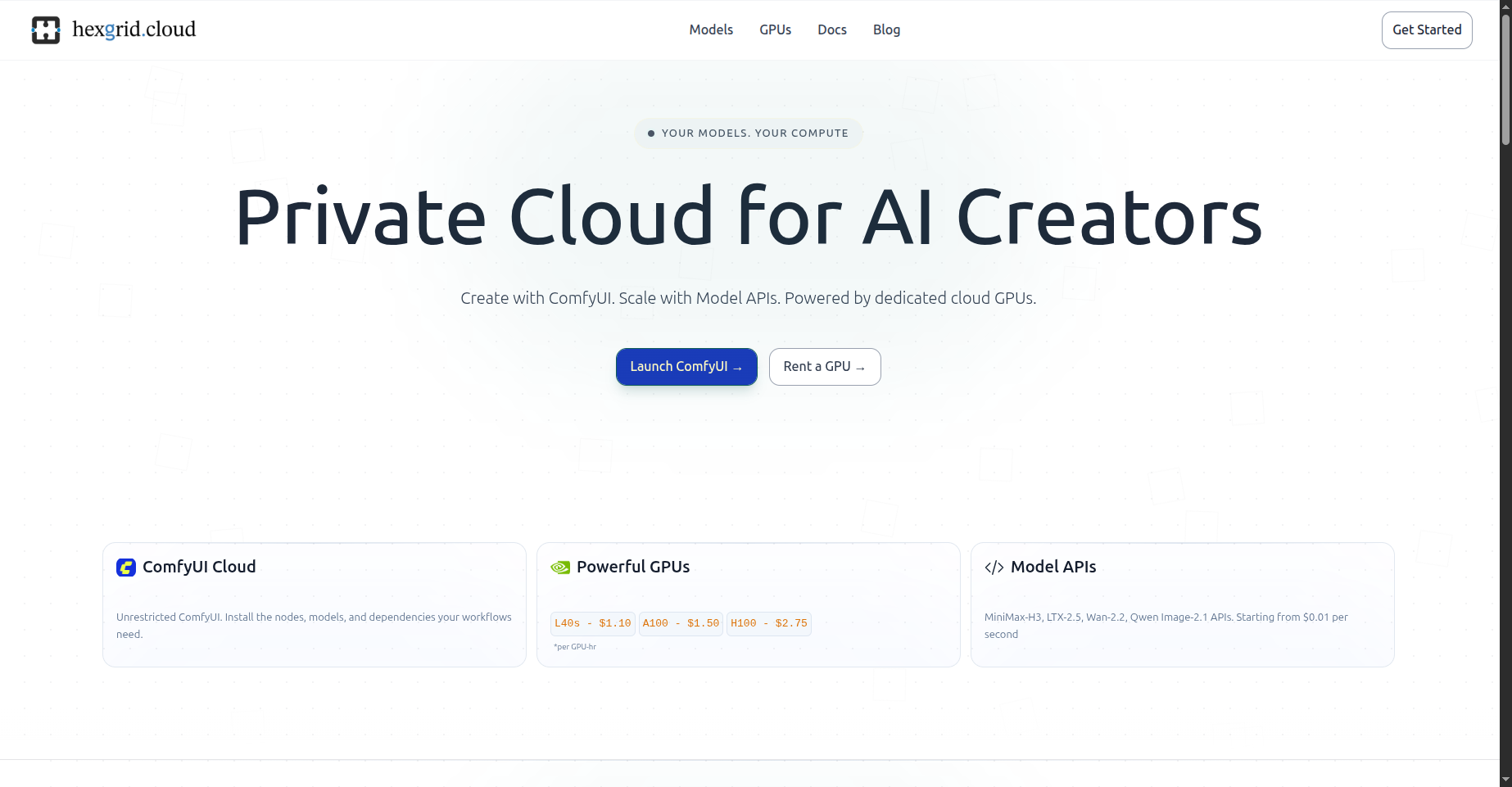 HexGrid Cloud homepage