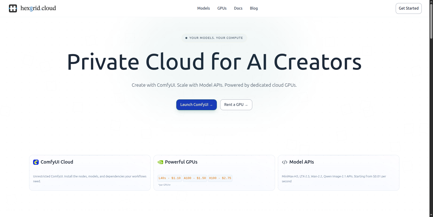 HexGrid Cloud homepage
