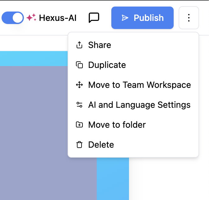 AI and language settings menu AI and language settings menu