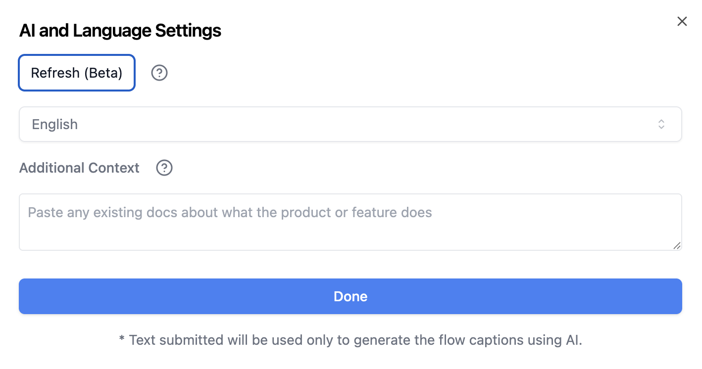 Language settings modal Language settings modal