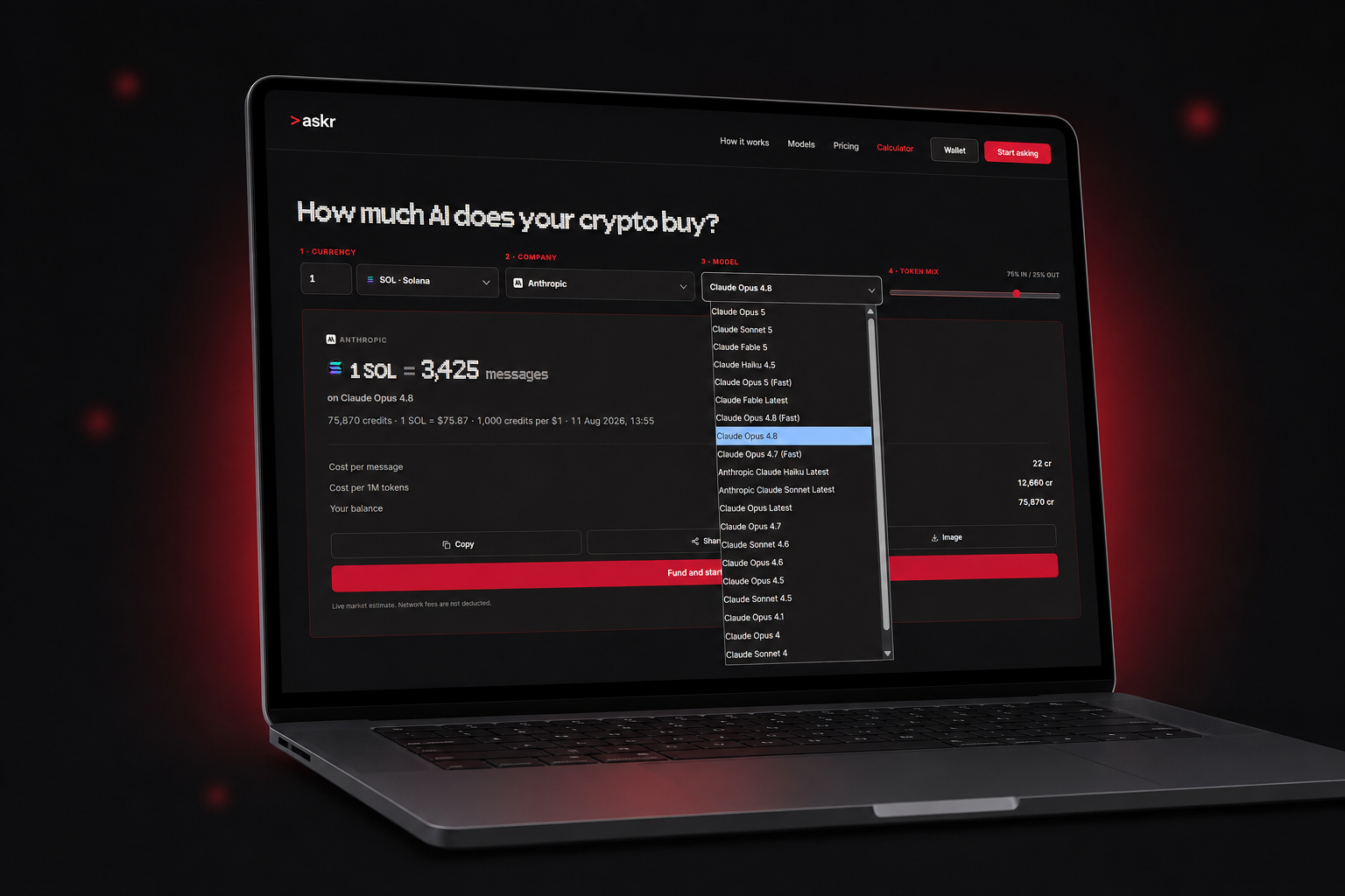 See how much AI your crypto buys across models