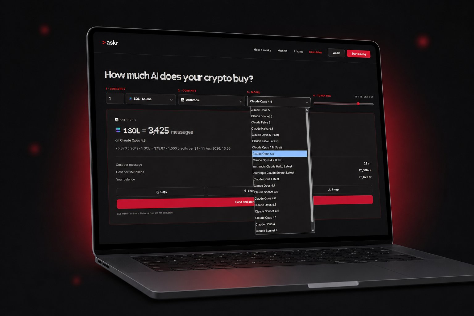 See how much AI your crypto buys across models