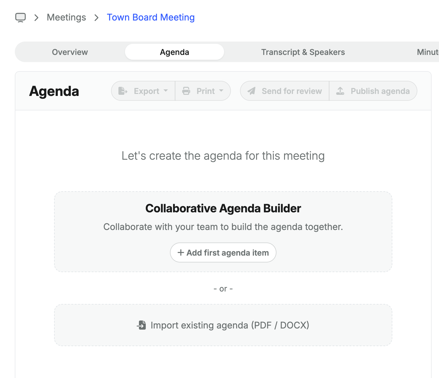 Meeting Agenda Import Meeting Agenda Import