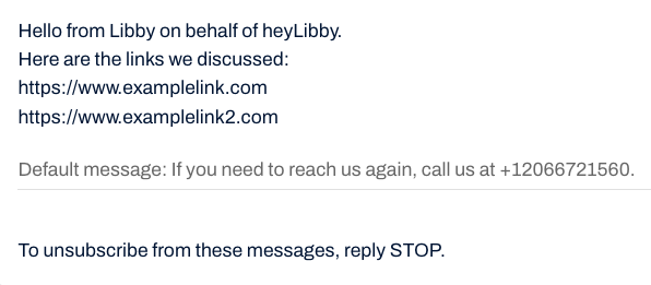 Follow-up text message example
