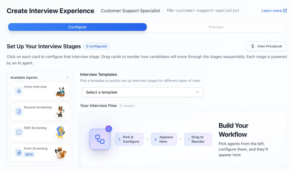 Set up interview stages