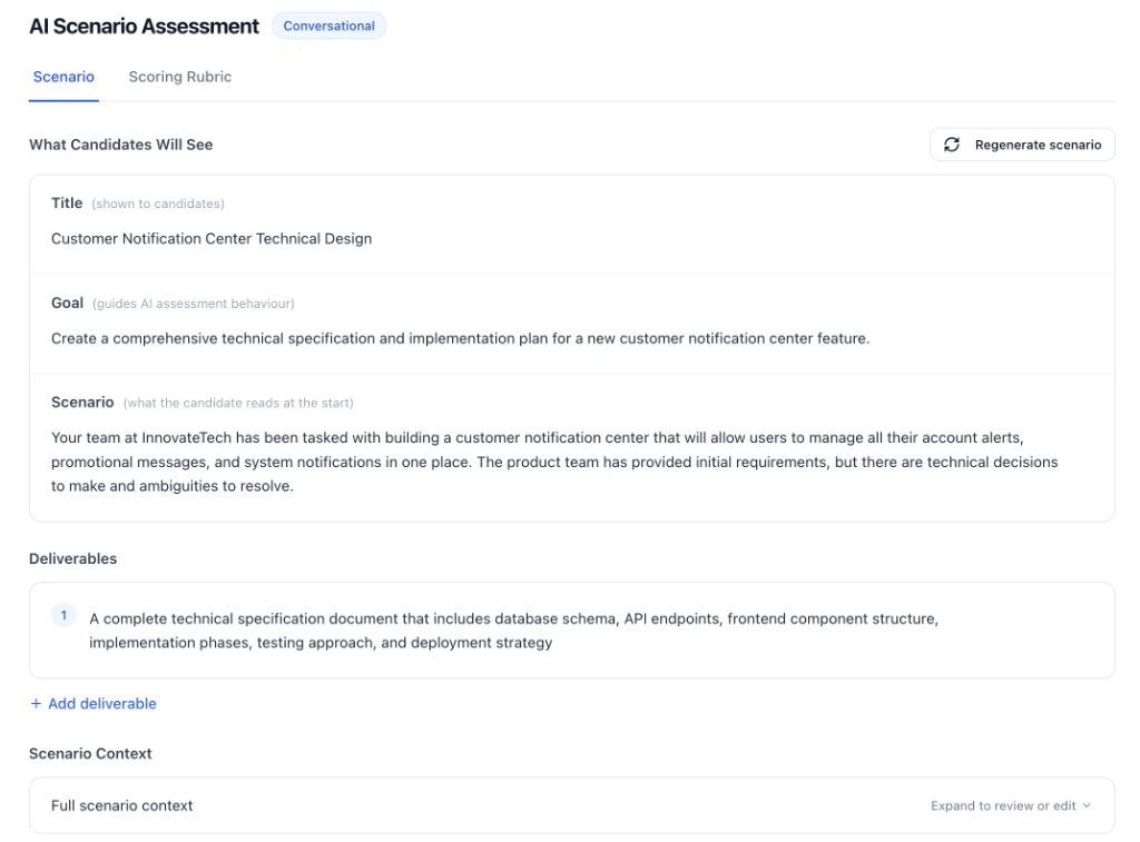 LLM Assessment scenario view